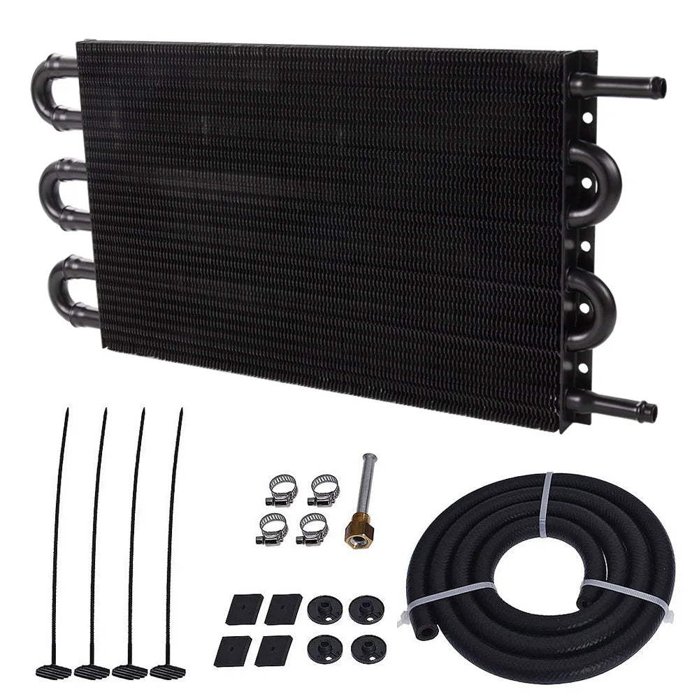 Universal 6-Row Aluminium Tube and Fin Transmission Oil Cooler - 15.5 x 7.5 x 0.75 inch