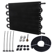 Load image into Gallery viewer, Universal 8 Row Plate and Fin Aluminium Transmission Oil Cooler 15.5 x 10 x 0.75 Inch with 6AN Ports - Black