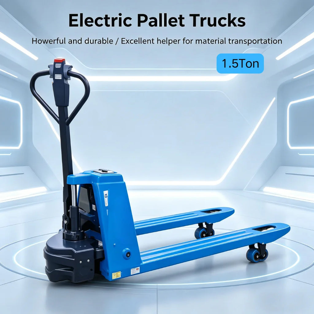 Premium 1.5Ton Full Electric Pallet Mover, Smooth Driving Safe Control, Perfect Choice for Workshop Warehouse Cargo Stacking