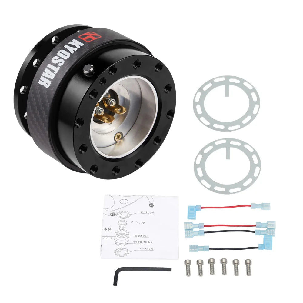 Universal 3.25 inch Aluminium Racing Steering Wheel Quick Release Control Hub Adapter Kit, Blue or Red