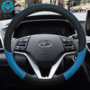 100% DERMAY Brand Leather Car Steering Wheel Cover Anti-slip for Hyundai i30 kona i10 i35 elantra santa fe Auto Accessories