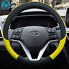 100% DERMAY Brand Leather Car Steering Wheel Cover Anti-slip for Hyundai i30 kona i10 i35 elantra santa fe Auto Accessories