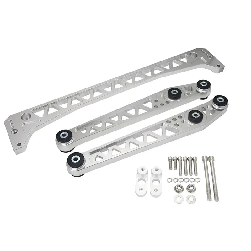 Aluminium Rear Lower Control Arm and Subframe Brace Kit for 88-95 Honda Civic EG - Silver
