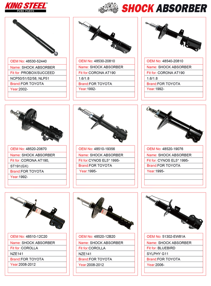 KINGSTEEL OEM 48510-0D591 48510-0D500 48510-0D571 48510-0D572 48510-0D581 48510-0D592 Front Shock Absorber for TOYOTA YARIS