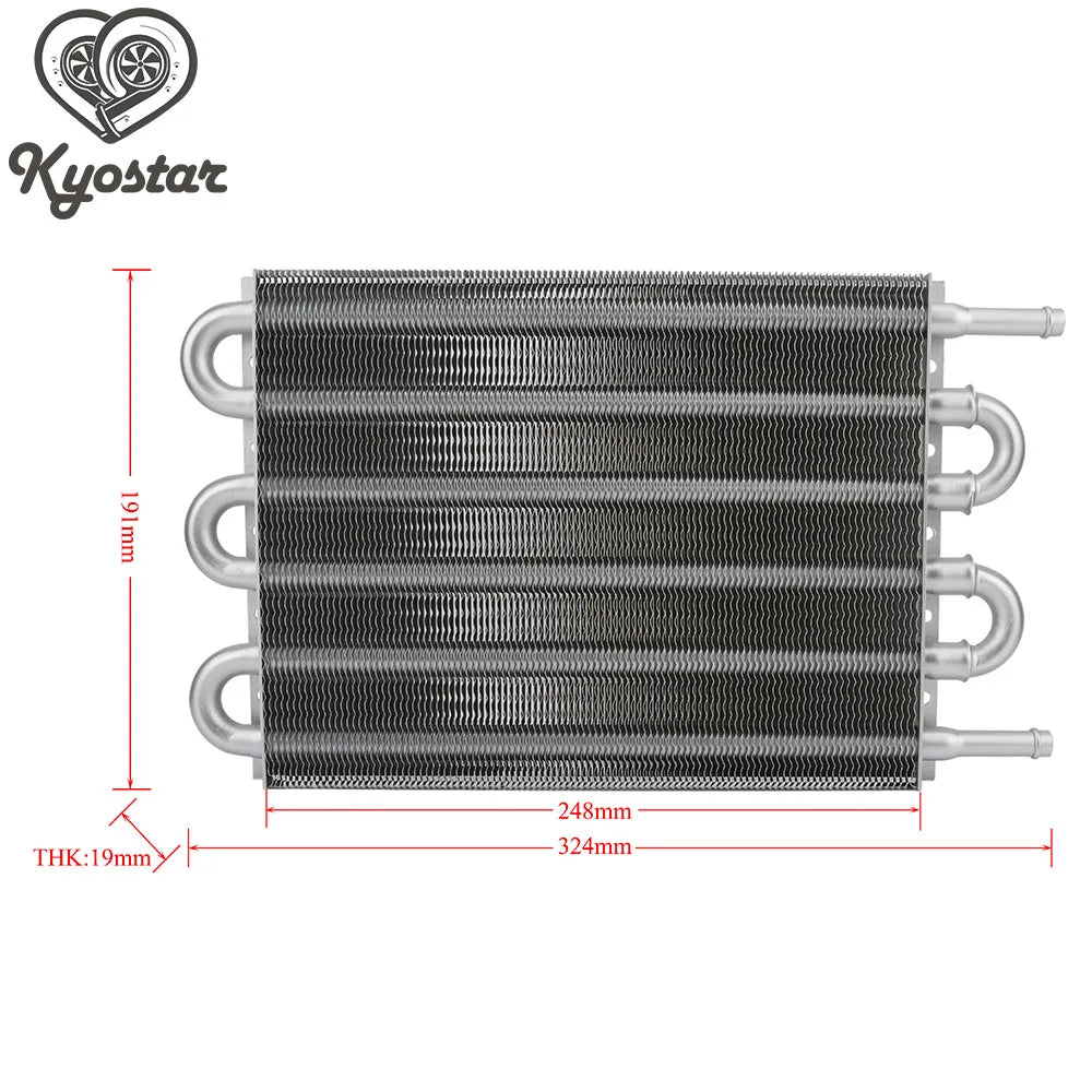Universal 6 Row Aluminium Tube and Fin Transmission Oil Cooler 12.75 x 7.5 x 0.75 Inch - Silver
