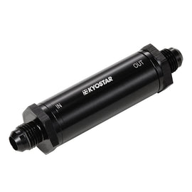 Universal AN6 Slim Line Inline Fuel Filter - 30 Micron Bronze Element, Black Aluminium