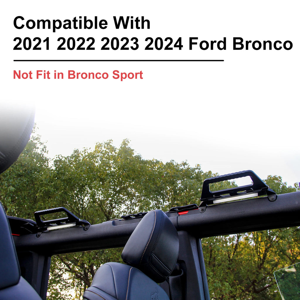 Ford Bronco 2021-2024 4 Door Aluminium Grab Handles with LED Lights - Black, Soft and Hard Top