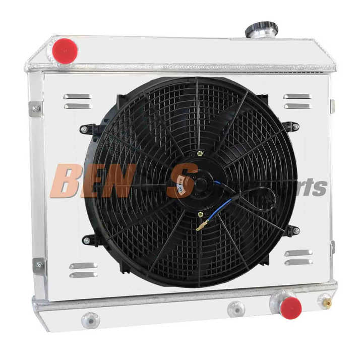 3 Rows Aluminum Radiator Shroud Fan and Relay Fits 1963-1966 Chevy C/K C10/C20/C30 Pickup V8