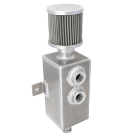 Universal 1 Litre 10AN TIG Welded Aluminium Oil Catch Tank with Breather Filter, Silver