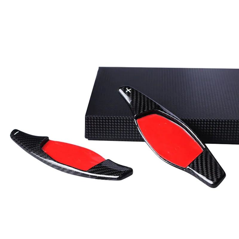 Audi R8 2017-2019 / RS3 / RS4 / RS5 / TT RS Carbon Fibre Shift Paddle Extenders - Black / Red