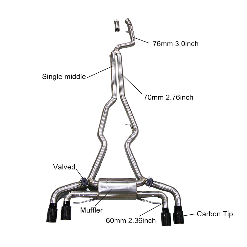 BMW M240i G42 2022+ B58 3.0T Stainless Steel 4-Tip Valved Sport Catback Exhaust System