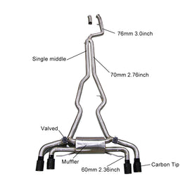 BMW M240i G42 2022+ B58 3.0T Stainless Steel 4-Tip Valved Sport Catback Exhaust System