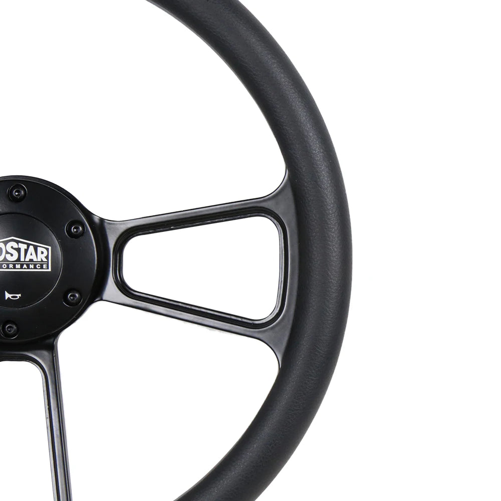 Universal 350 mm 14 inch Half-Wrap Leather Classic 3-Spoke Steering Wheel, 1.75 inch Dish