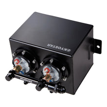 Load image into Gallery viewer, Universal 3L Aluminium Fuel Surge Tank Kit with 10AN Fuel Rail and Dual External Fuel Pumps - Black