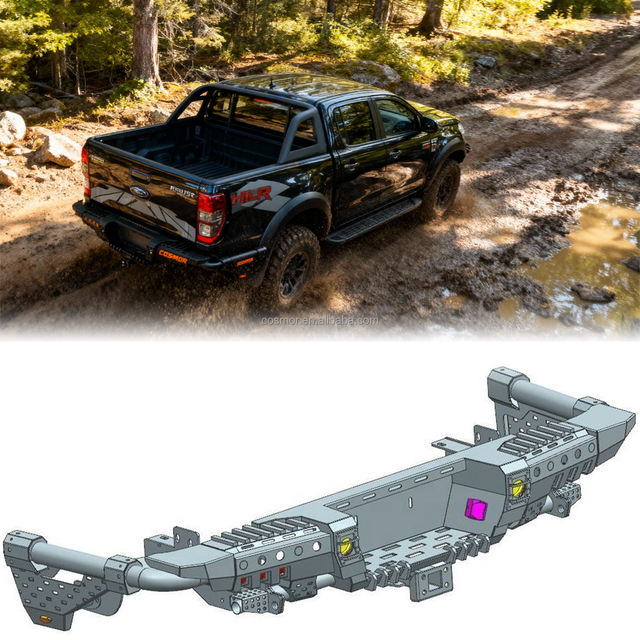 BRR-FRD-006 Ford Ranger / Hilux Rear bumper with enhanced guard Rear Bumper
