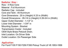 Load image into Gallery viewer, 4 Row Aluminum Radiator for 1953-56 Ford F100 F150 F250 F350 Pickup Truck