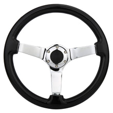 Load image into Gallery viewer, Classic 14 Inch 350mm Deep Dish Wood Steering Wheel with Chrome Spokes - Black Ring, 45mm Dish
