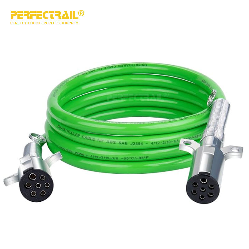 PERFECTRAIL Electrical Cord-7 Pin Power Cord Heavy Duty Green Straight Power Wire Cable for Semi Trucks Trailers Tractors