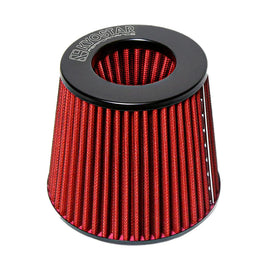 Universal 3 inch High Flow Cone Air Filter - Black / Red