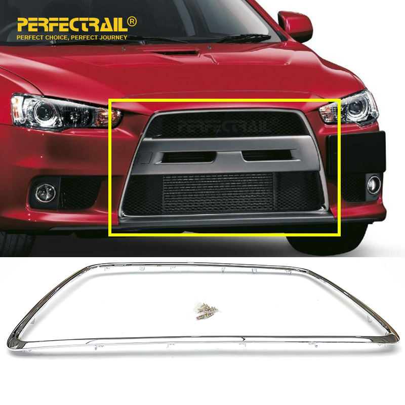 PERFECTRAIL 6400B398 Wholesale Auto Car Body Parts Chrome Front Bumper Radiator Grille Molding Trim for Mitsubishi Lancer 2008-