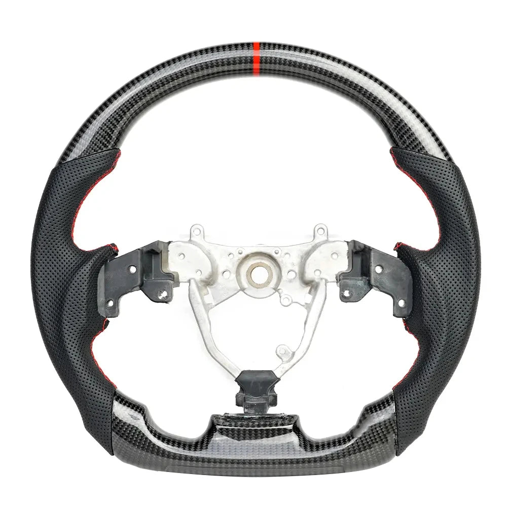 Lexus IS Real Carbon Fibre and Leather Flat-Bottom Sport Steering Wheel - Black