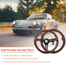 Load image into Gallery viewer, Universal 14 inch 350 mm 6-Bolt Vintage Wooden Steering Wheel, Black Spokes