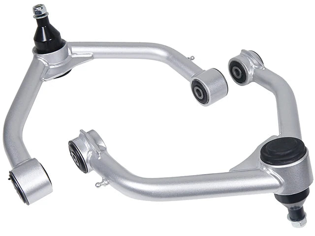 Dodge Ram 1500 4WD 2006-2022 Upper Control Arms for 2-4 inch Lift - Silver Steel, Rubber Bushings, Pair