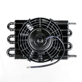 Universal 6 Row Transmission Oil Cooler with 8 Inch 12V 80W Slim Electric Fan Kit
