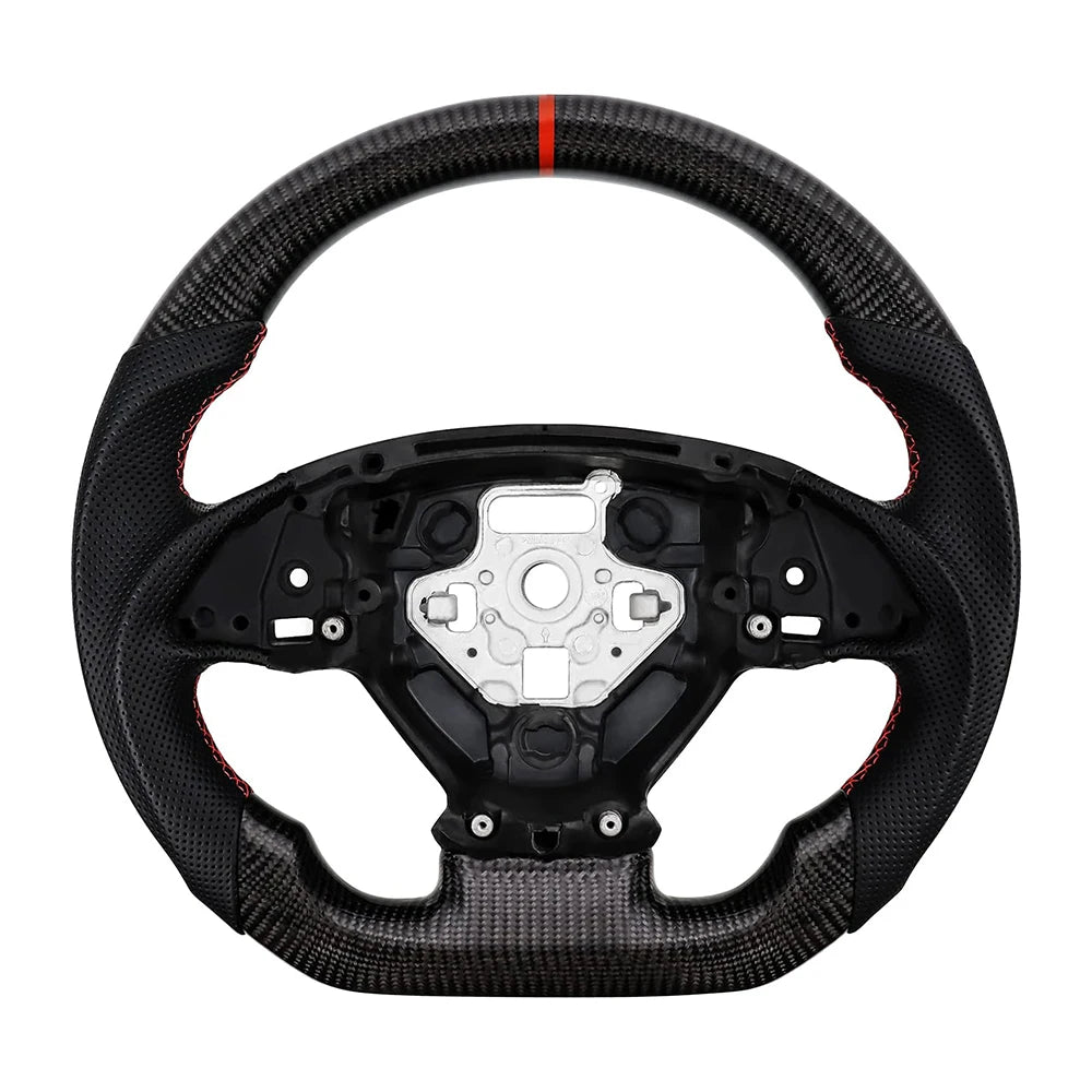 Chevrolet Corvette C7 2014-2018 Carbon Fibre and Leather D-Shaped Flat-Bottom Steering Wheel