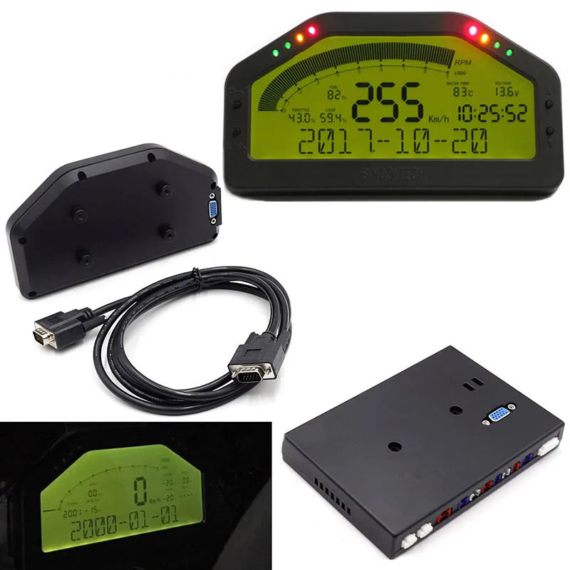 Universal Digital Race Dash Display with Multi-Function Gauge Sensor Kit and Wiring