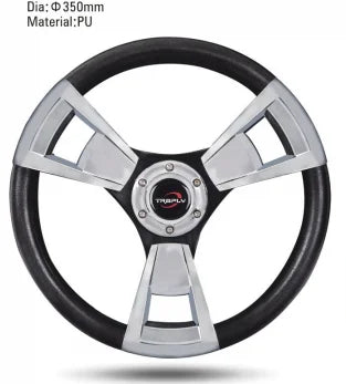 Universal 350 mm 3-Spoke Racing Steering Wheel Black/White Leather & Suede – VW, BMW