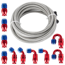 Load image into Gallery viewer, Universal 6AN PTFE E85 Braided Fuel Line Kit - 16 ft (5 m) with 10 Fittings, Silver