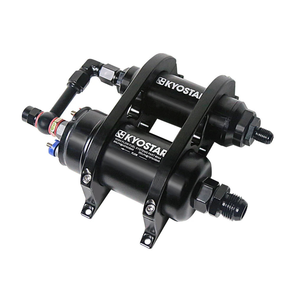 Universal Inline External EFI Fuel Pump with Bracket and Filter Kit - Black Aluminium, AN8