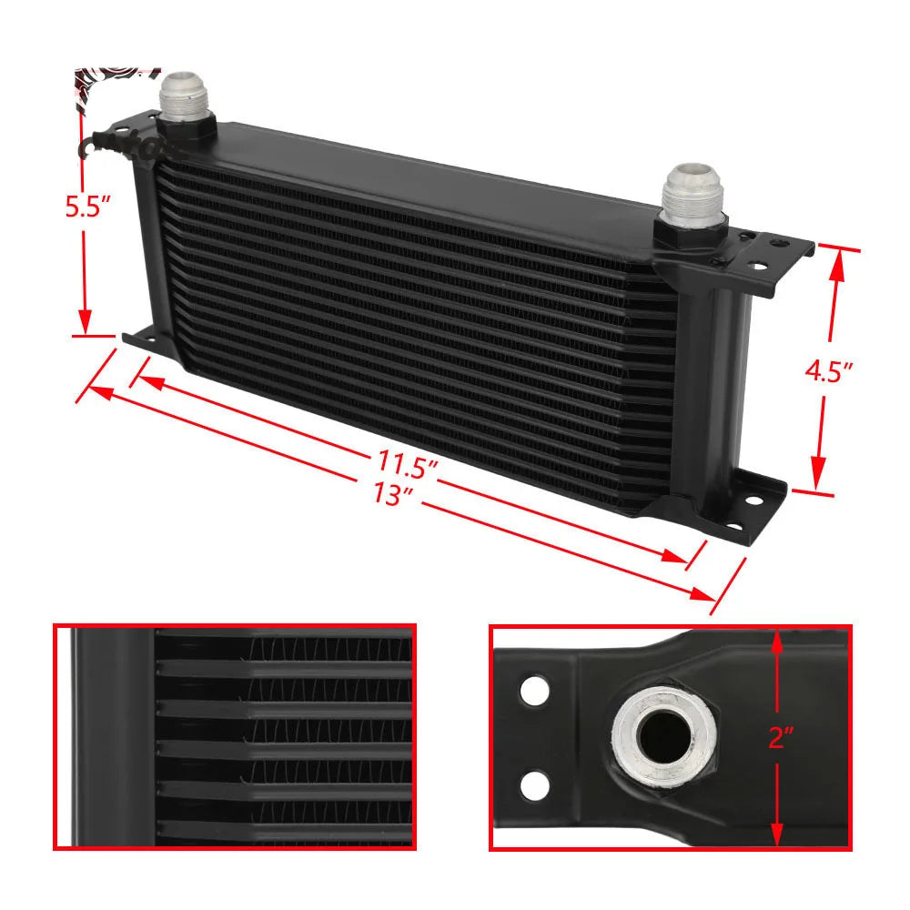 Universal 16-Row Aluminium Oil Cooler Core 10AN - 13 x 5.5 x 2 inch