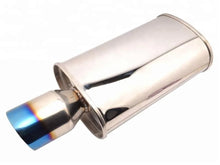 Load image into Gallery viewer, Universal 560 mm Burnt Blue Stainless Steel Double Wall Straight Pipe Exhaust Tip, 63 mm Inlet 89 mm Outlet