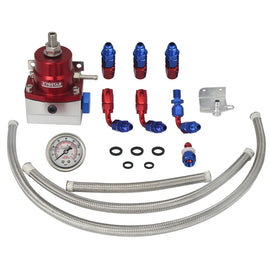 Universal Adjustable Fuel Pressure Regulator Kit with 30-75 PSI Gauge for 6AN EFI Fuel Systems