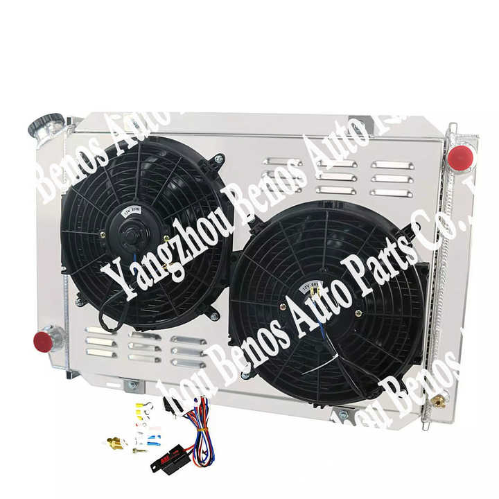 3 Row Aluminum Radiator with Shroud, Fan, and Relay for Ford Mustang 79-93