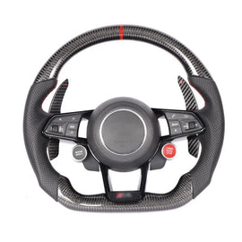 Audi Real Carbon Fibre and Leather Sport Steering Wheel Kit with Start Button