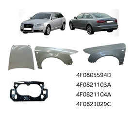 Audi A6 C6 4F 2005–2011 Radiator Support, Front Fender & Steel Bonnet Replacement 4F0805594D 4F0821103A