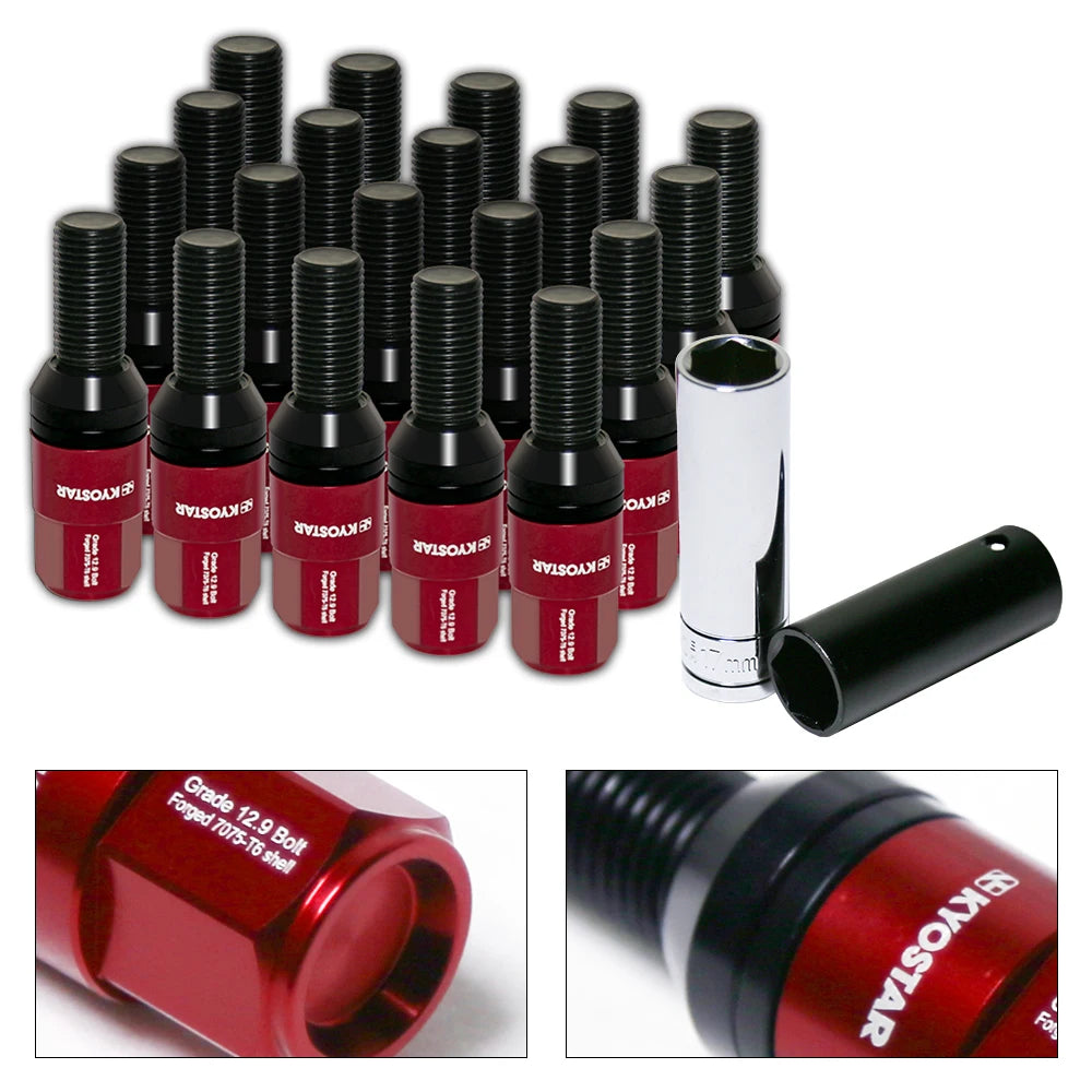 BMW 1992-2022 M14 x 1.25 Chrome Aluminium Alloy Closed-End Conical Seat Lug Bolts - 20 Piece Set