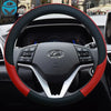 100% DERMAY Brand Leather Car Steering Wheel Cover Anti-slip for Hyundai i30 kona i10 i35 elantra santa fe Auto Accessories