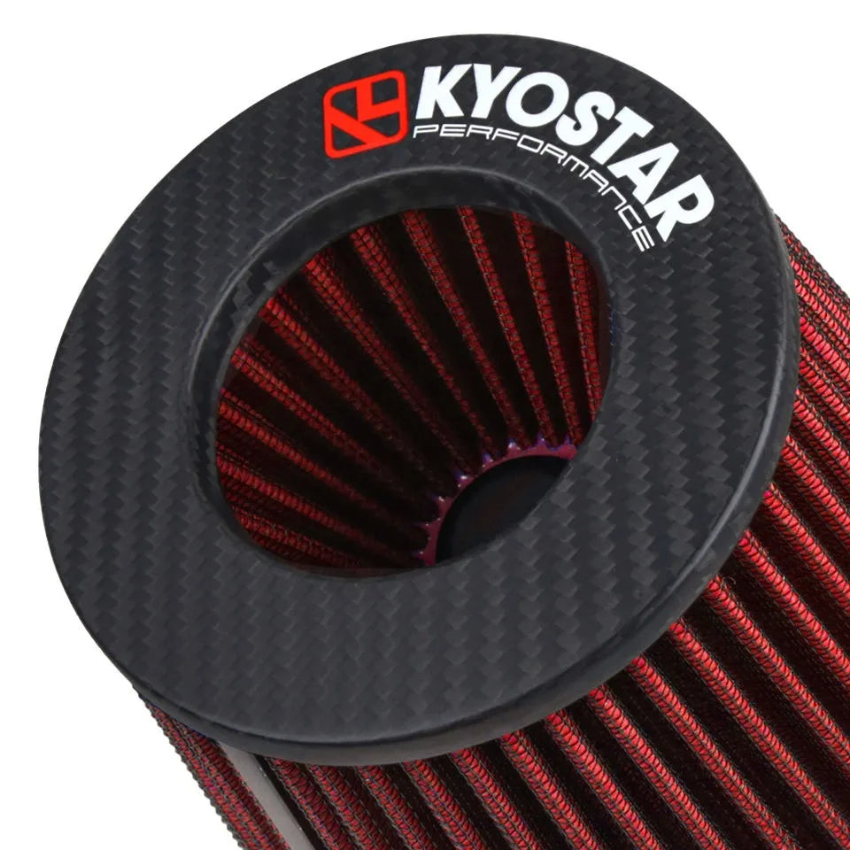 Universal 3 inch 76 mm Matte Carbon Fibre Top High Performance Dry Cone Air Filter, Washable