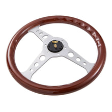 Load image into Gallery viewer, Universal 350 mm 14 inch Classic Flat Wood Grain Steering Wheel, Silver Spokes