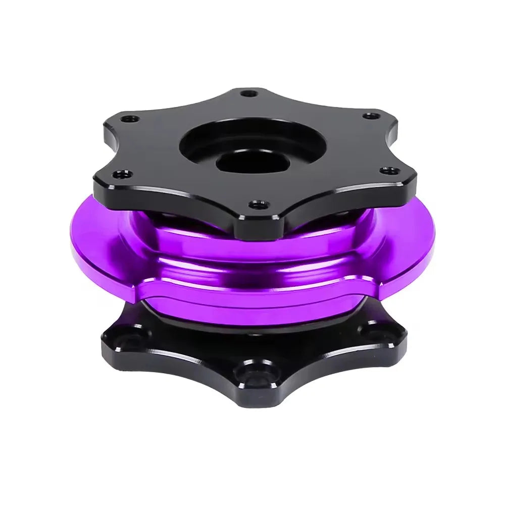 Universal Aluminium D-Shape Steering Wheel Quick Release Hub Adapter, Purple Ring and Black Body