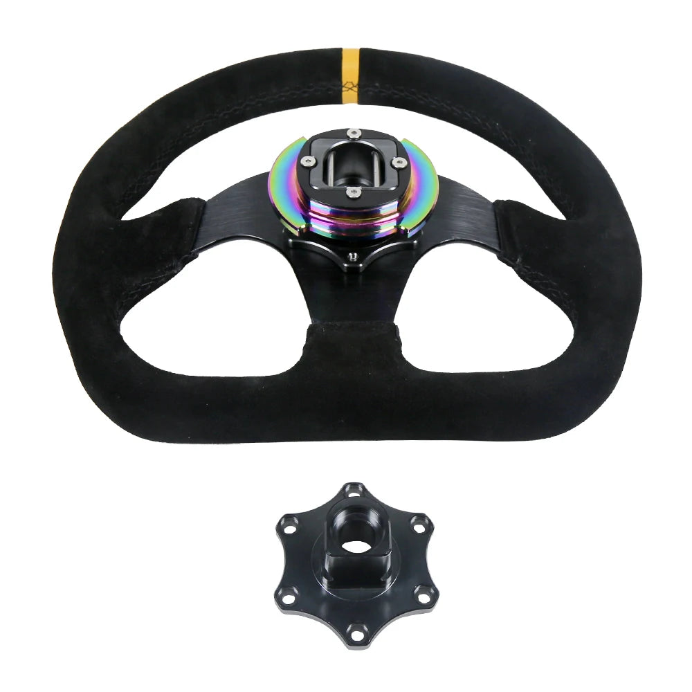 Universal Multi-Colour Aluminium D-Shape Lock Steering Wheel Quick Release Hub