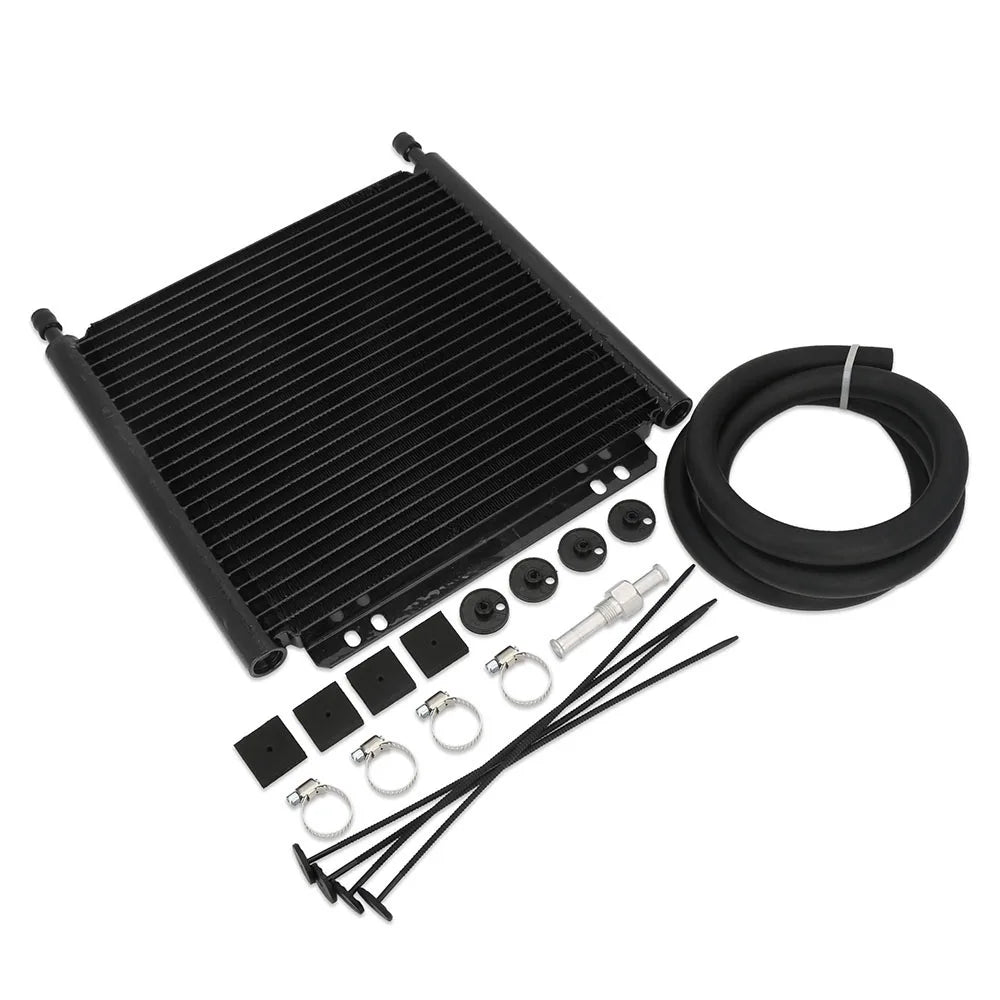 Universal 25 Row Aluminium Engine and Transmission Oil Cooler - Black 280 x 300 x 22.4 mm