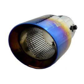 Universal 3 inch Inlet Oval Slant Exhaust Tip / Muffler Tip - Burnt Blue 304 Stainless Steel
