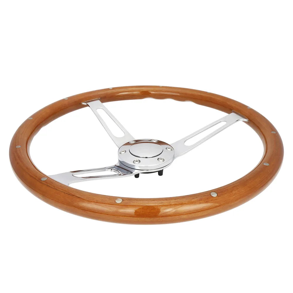 Universal 380 mm 15 inch Classic Retro Woodgrain Steering Wheel with Holes, 6-Bolt
