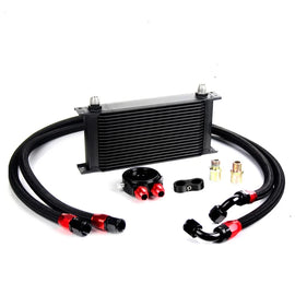 Universal 19 Row 10AN British Style Oil Cooler Single Kit - Silver and Black Aluminium