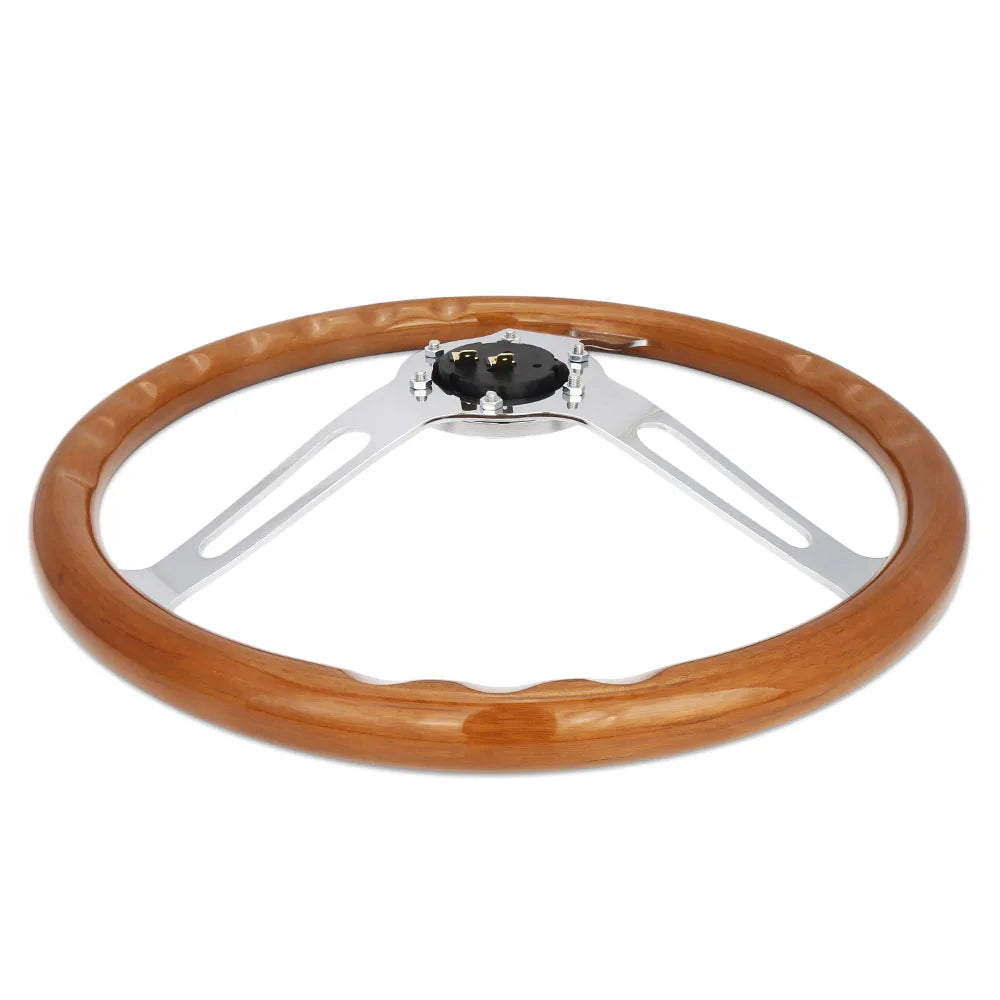 Universal 380 mm 15 inch Classic Retro Woodgrain Steering Wheel with Holes, 6-Bolt